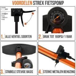 Strex Fietspomp - Drukmeter - 11 Bar – Bal Pomp - Oranje -Merkloos Verkoop 1200x1200 2352