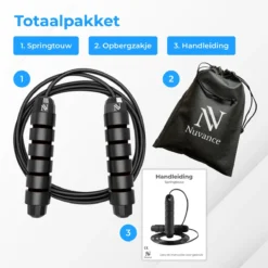 Nuvance - Professioneel Sport Springtouw - Verstelbaar - Speedrope - Jump Rope - Voor Volwassenen En Kinderen - Zwart -Merkloos Verkoop 1200x1200 236