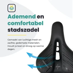Voltano Dames Fietszadel - Zwart - Uitsparing - Waterdicht - Elastomeer Vering - Gratis Zadelstrop -Merkloos Verkoop 1200x1200 2500