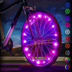 BOTC Wielverlichting Fiets - 20 Holders - Spaakverlichting LED - Lichtsnoer Fietswiel - Fiets Wiel Licht - 20 Leds - 220CM - Roze