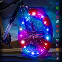BOTC Wielverlichting Fiets - 20 Holders - Spaakverlichting LED - Lichtsnoer Fietswiel - 20 Leds - 220CM - Kleurrijk