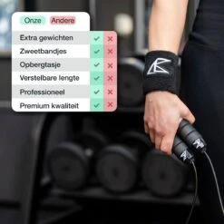 All Black Nutrition Springtouw Met Gewicht - Sport Speedrope - Conditie & Krachttraining - Verzwaard - Inclusief Zweetbandjes En Draagtas -Merkloos Verkoop 1200x1200 267