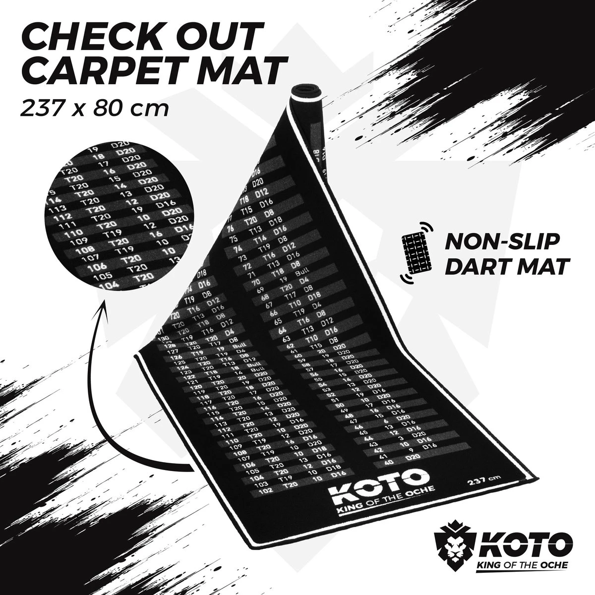 KOTO Carpet Checkout Dartmat 237 X 80 Cm 9 KOTO Carpet Checkout Dartmat 237 X 80 Cm - Afbeelding 9