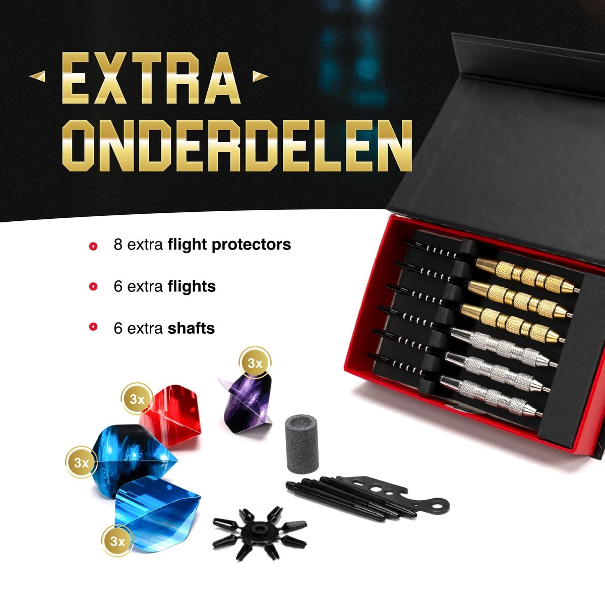 D Thrownd Dartpijlen 24 Gram - Darts Set - Extra Dart Flights En Shafts - Magnetische Dartscase 2 D Thrownd Dartpijlen 24 Gram - Darts Set - Extra Dart Flights En Shafts - Magnetische Dartscase - Afbeelding 2