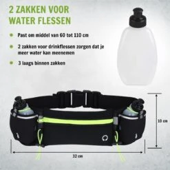 Hardloopriem Telefoonhouder Met Drinkflessen Running Belt Drinkgordel - Bidonhouder - Sportband - Heuptas - Hardlooptasje - Hardlopen - Geel - Heren Damen - One Size -Merkloos Verkoop 1200x1200 498