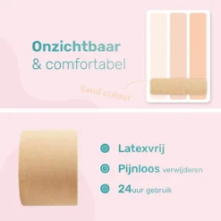 Soft & Silky - Boob Tape - Incl. Nipple Covers - Fashion Tape - BH Tape - 5 Meter - Sandy - Boobtape - Tepelcovers - Borst Tape -Merkloos Verkoop 1200x1200 589