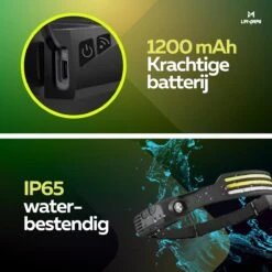 Lavrai - Hoofdlamp LED Oplaadbaar - Bedienen Met Bewegingssensor - Oplaadbaar - 8 Lichtmodi - USB Type C - IP65 Waterbestendig - Inclusief Oplaadkabel - Zacht Silicoon - Zwart -Merkloos Verkoop 1200x1200 605