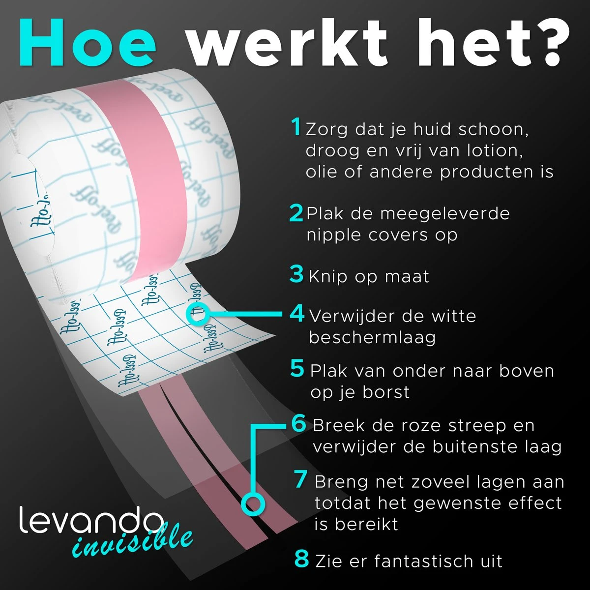 Levanda Transparante Boob Tape 5 Meter– Invisible Boobtape Inc Herbruikbare Nipple Covers- Strapless Plak BH Tape – Fashion Tape Borsten 4 Levanda Transparante Boob Tape 5 Meter– Invisible Boobtape Inc Herbruikbare Nipple Covers- Strapless Plak BH Tape – Fashion Tape Borsten - Afbeelding 4