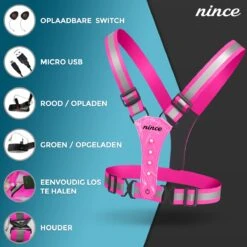 Nince Hardloop Verlichting Van Hoge Kwaliteit USB Oplaadbaar - Hardloopverlichting Roze - Reflecterend Vest -Merkloos Verkoop 1200x1200 637