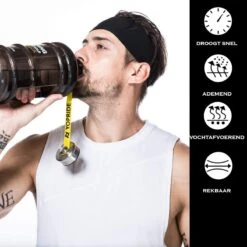 MJ Sports Hoofdband - Hoofdband Sport - Zweetband - Haarband - Sporthaarband - Hardlopen - Unisex - Zwart -Merkloos Verkoop 1200x1200 639