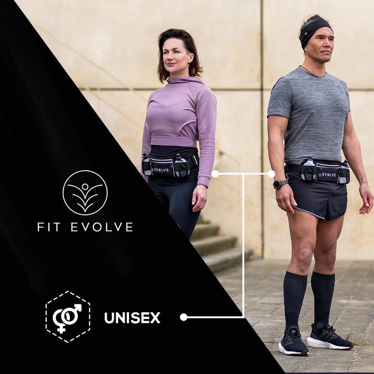 Fit Evolve® Sport Heupband - Hardloopband Telefoonhouder - Sportband - Drinkgordel - Running Belt Bidonhouder - Hardloopriem Met Drinkflessen - Zwart - Onesize 5 Fit Evolve® Sport Heupband - Hardloopband Telefoonhouder - Sportband - Drinkgordel - Running Belt Bidonhouder - Hardloopriem Met Drinkflessen - Zwart - Onesize - Afbeelding 5