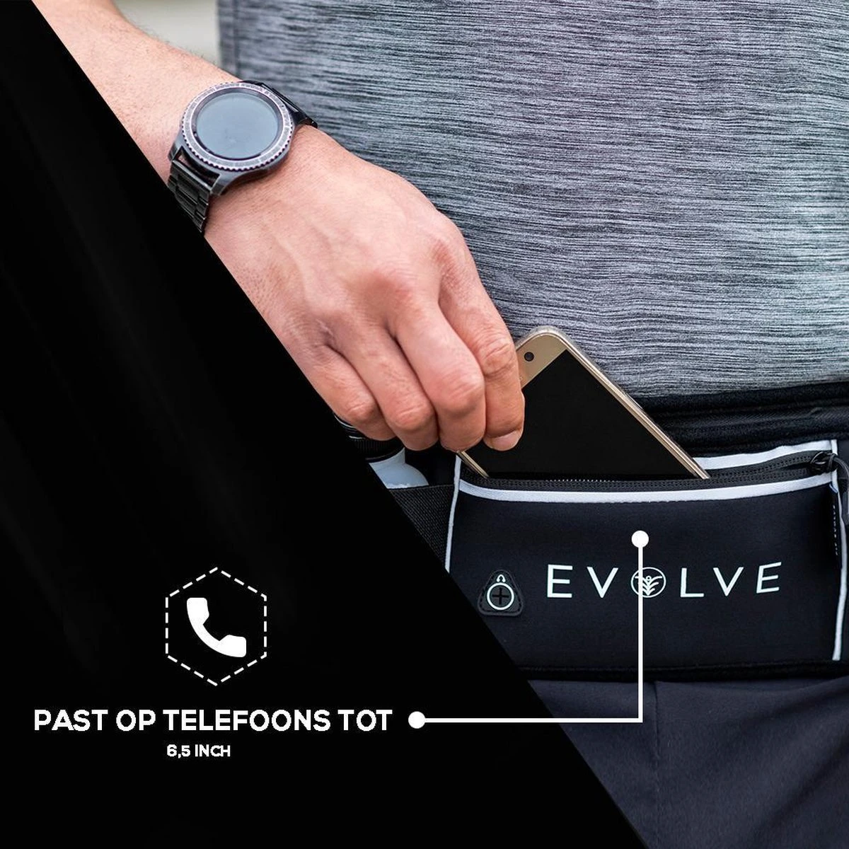 Fit Evolve® Sport Heupband - Hardloopband Telefoonhouder - Sportband - Drinkgordel - Running Belt Bidonhouder - Hardloopriem Met Drinkflessen - Zwart - Onesize 6 Fit Evolve® Sport Heupband - Hardloopband Telefoonhouder - Sportband - Drinkgordel - Running Belt Bidonhouder - Hardloopriem Met Drinkflessen - Zwart - Onesize - Afbeelding 6