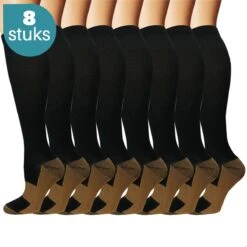 8 Stuks Compressiekousen Voor Hardlopen – Compressie Sokken – Steunkousen – Voor Dames En Heren – Maat 41-46