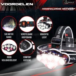 FOXLY® Ultrakrachtige Militaire Hoofdlamp USB Oplaadbaar 18000 Lumen - 8 LED Koplampen - 500 Meter Bereik - 8 Modes - INCLUSIEF Hardcase Opbergtas -Merkloos Verkoop 1200x1200 755