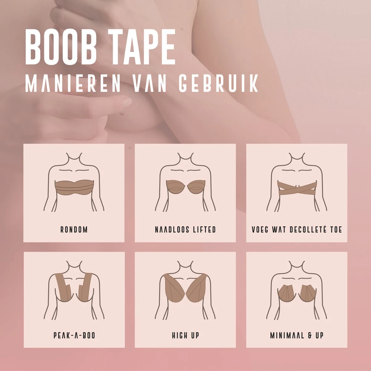 Blushy® Boob Tape – Push Up Bra - Nude - 5 Meter – Incl. 2 Tepelplakkers – Nipple Covers – Plak BH 2 Blushy® Boob Tape – Push Up Bra - Nude - 5 Meter – Incl. 2 Tepelplakkers – Nipple Covers – Plak BH - Afbeelding 2