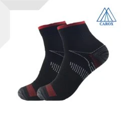 CAROX - 2 Paar Korte Sportsokken - Maat 36-40 - Compressiekousen - Compressie Sokken - Hardloopsokken - Steunkousen - Sokken Voor Dames En Heren - Unisex – Zwart Rood - Meerdere Maten Beschikbaar