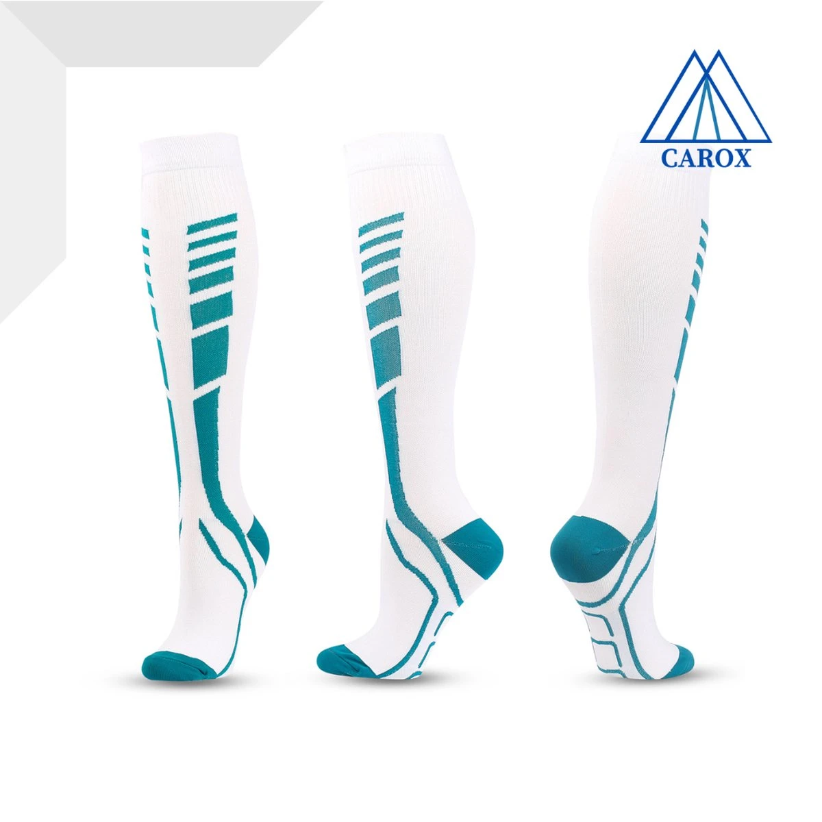 CAROX - 2 Paar Witte Sportsokken - Maat 36-40 - Compressiekousen - Compressie Sokken - Hardloopsokken - Steunkousen - Sokken Voor Dames En Heren - Unisex – Wit Turquoise - Meerdere Maten Beschikbaar 2 CAROX - 2 Paar Witte Sportsokken - Maat 36-40 - Compressiekousen - Compressie Sokken - Hardloopsokken - Steunkousen - Sokken Voor Dames En Heren - Unisex – Wit Turquoise - Meerdere Maten Beschikbaar - Afbeelding 2
