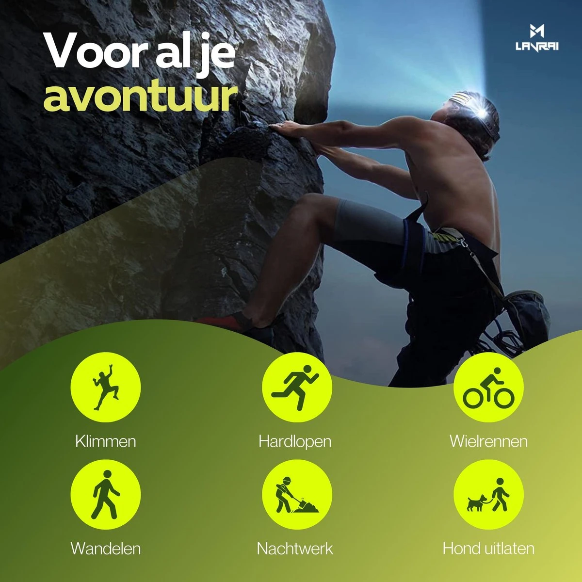 Lavrai - Hoofdlamp LED Oplaadbaar - Bedienen Met Bewegingssensor - Oplaadbaar - 4 Lichtmodi - USB Type C - IP65 Waterbestendig - Inclusief Oplaadkabel - Zacht Silicoon - Zwart 8 Lavrai - Hoofdlamp LED Oplaadbaar - Bedienen Met Bewegingssensor - Oplaadbaar - 4 Lichtmodi - USB Type C - IP65 Waterbestendig - Inclusief Oplaadkabel - Zacht Silicoon - Zwart - Afbeelding 8