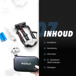 Hoofdlamp - Hoofdlamp LED Oplaadbaar - Hoofdlampje - 8 LED-koplampen - 18000 Lumen - 500 Meter Bereik - Verstelbaar -Merkloos Verkoop 1200x1200 971
