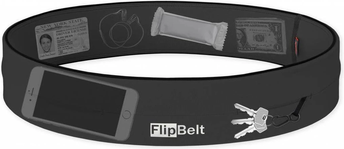 FlipBelt Classic - Running Belt – Hardloopriem Voor Telefoon, Water En Meer – Unisex – Donkergrijs - M 1 FlipBelt Classic - Running Belt – Hardloopriem Voor Telefoon, Water En Meer – Unisex – Donkergrijs - M