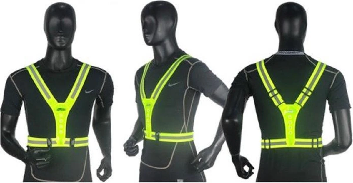 Veiligheidsvest - Hardloopvest Met Verlichting - Reflectie LED - Verstelbaar Harnas - Geel 4 Veiligheidsvest - Hardloopvest Met Verlichting - Reflectie LED - Verstelbaar Harnas - Geel - Afbeelding 4