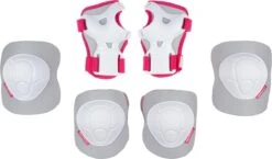 Nijdam Skate Beschermset Kinderen - White Out - Wit/Fuchsia - L