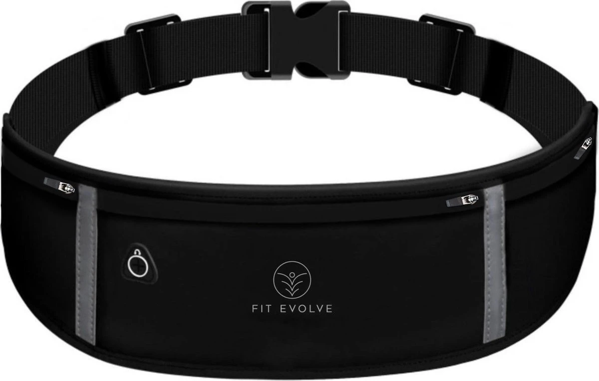Fit Evolve® Sport Heupband - Hardloopband Telefoon - Sportband - Hardloop Riem - Heuptas - Unisex/Onesize - Running Belt - Zwart 1 Fit Evolve® Sport Heupband - Hardloopband Telefoon - Sportband - Hardloop Riem - Heuptas - Unisex/Onesize - Running Belt - Zwart