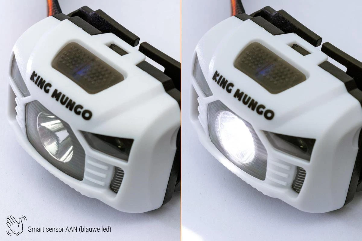 LED Hoofdlamp USB Oplaadbaar | Waterdicht Bewegingssensor | Accu 1200mAh | Hoofdlampje WIT | King Mungo KMHL021 3 LED Hoofdlamp USB Oplaadbaar | Waterdicht Bewegingssensor | Accu 1200mAh | Hoofdlampje WIT | King Mungo KMHL021 - Afbeelding 3