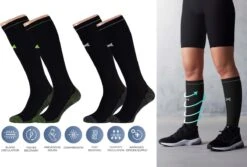 Xtreme Sport Essentials - Compressiekousen - Compressie Sokken - 2 Pack - Zwart - Maat 43-45 - Steunkousen - Skisokken