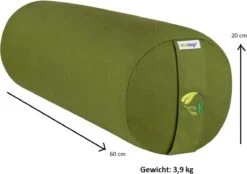 Yoga Bolster Rond - Ecoyogi – 60 X 20 Cm – 3,9 Kg - Groen – Eco Katoen - GOTS Gecertificeerd - Yoga Rol -Merkloos Verkoop 1200x843 3