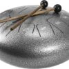 Dimavery TD-12 Handpan Met Stokken- 30cm - Zilver- Healing Steel Tongue Drum - Hand Klankschaal - Hang Drum