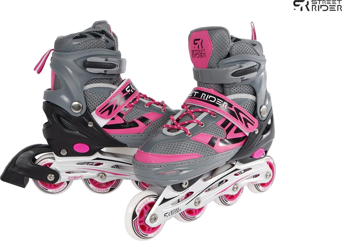 Street Rider Inlineskates Verstelbaar Maat 39-42 Roze/grijs 4 Street Rider Inlineskates Verstelbaar Maat 39-42 Roze/grijs - Afbeelding 4