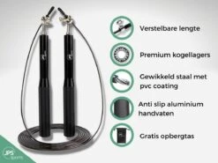 JPS Sports® Springtouw - Speedrope - Kinderen & Volwassenen - Met Opbergtas - Verstelbaar - Zwart -Merkloos Verkoop 1200x900 5