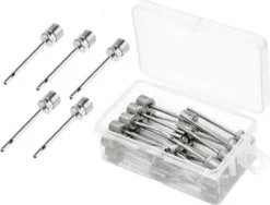 Balnaalden Voor Balpompen - 30 Stuks - Ballenpomp Naald - Balnaald - Bal Oppompen - Naalden - Balventiel Naald - Inclusief Doosje - Zilver - 8 Mm Schroefdraad