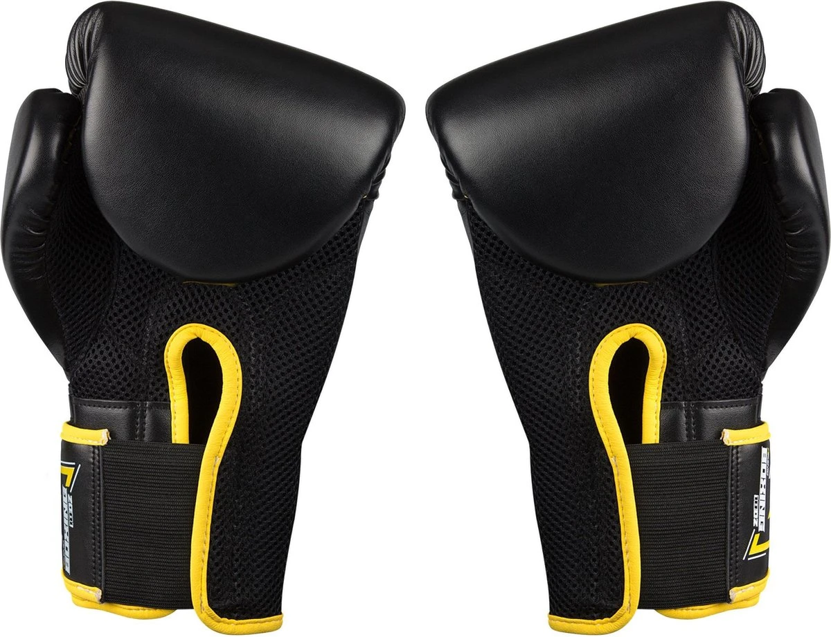 Avento Bokshandschoenen PU - 10 Oz - Zwart/Geel 2 Avento Bokshandschoenen PU - 10 Oz - Zwart/Geel - Afbeelding 2