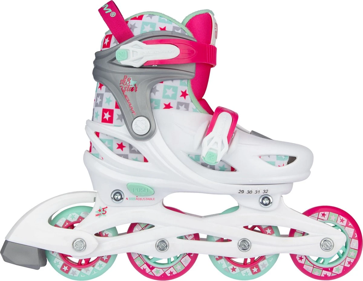 Nijdam Inline Skates Verstelbaar - Sk8 Star - Wit/Fuchsia - 29-32 1 Nijdam Inline Skates Verstelbaar - Sk8 Star - Wit/Fuchsia - 29-32