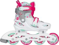 Nijdam Inline Skates Verstelbaar - Sk8 Star - Wit/Fuchsia - 33-36