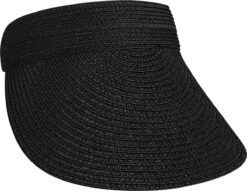 Zonneklep | Gevlochten Stro Zwart | One Size | 100% Papier | Fashion Favorite