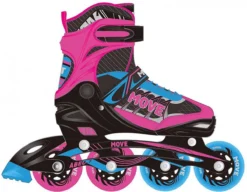 Move Fast Verstelbare Inlineskates - Maat 34-37 - Unisex - Roze/zwart/blauw