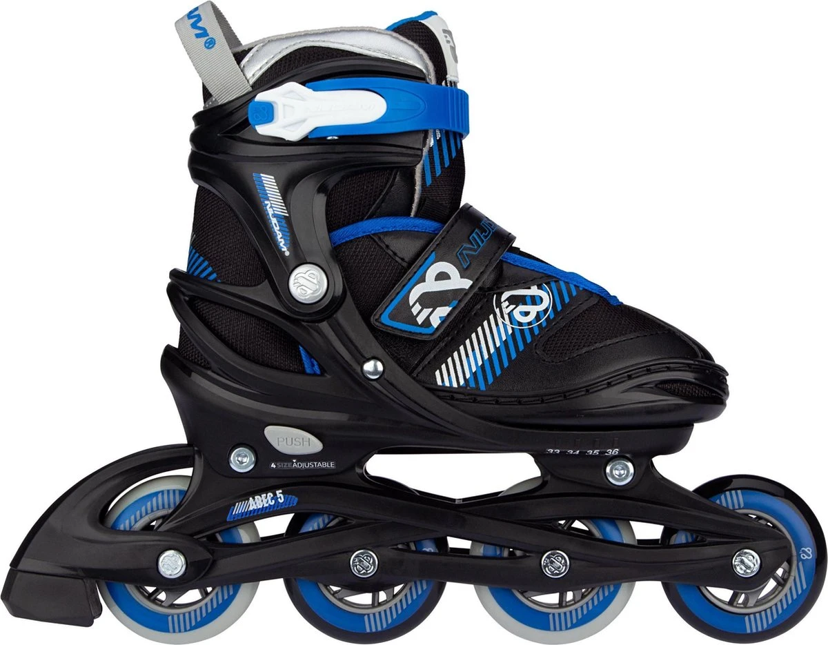 Nijdam Inline Skates Verstelbaar - Go Crossing - Zwart/Blauw - 33-36 1 Nijdam Inline Skates Verstelbaar - Go Crossing - Zwart/Blauw - 33-36