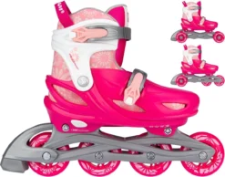 Nijdam 3-in-1 Inline Skates Verstelbaar - Floral Switch - Fuchsia/Wit/Roze/Zilvergrijs - 25-28 -Merkloos Verkoop 1200x944 2