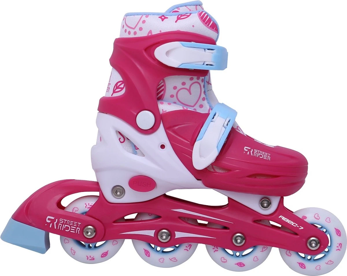 Street Rider Inline Skates - Verstelbaar - Hardboot Skeeler - Roze/ Wit - Maat 27/30 1 Street Rider Inline Skates - Verstelbaar - Hardboot Skeeler - Roze/ Wit - Maat 27/30