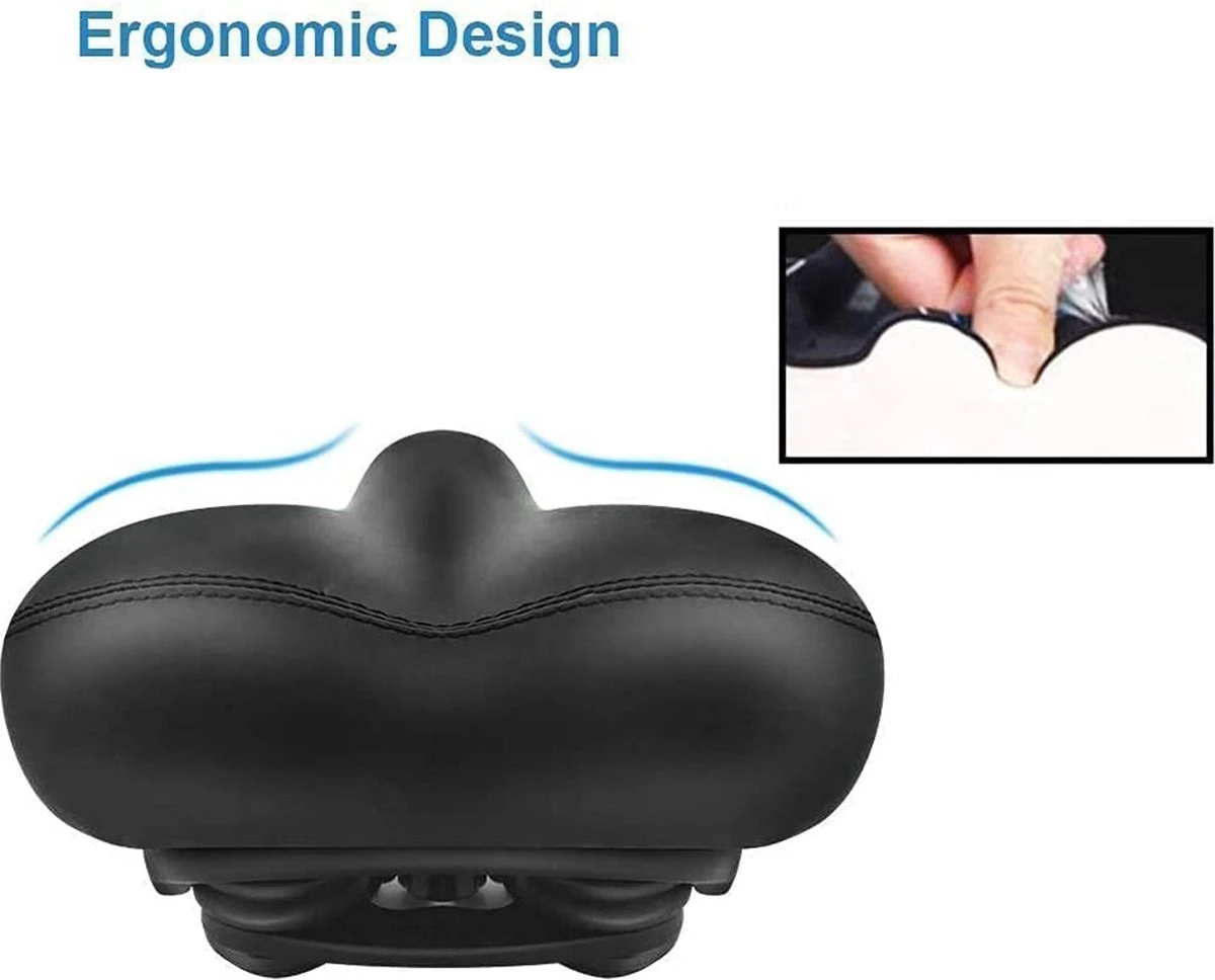 FIEZIO Fietszadel Ergonomisch Dual Shock Memory Foam Zwart Unisex Dames Heren - Extra Comfortabel - Fiets Zadel 3 FIEZIO Fietszadel Ergonomisch Dual Shock Memory Foam Zwart Unisex Dames Heren - Extra Comfortabel - Fiets Zadel - Afbeelding 3