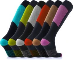 Therapeutische Compressie Sokken Compressiekousen Sportsokken Wandelsokken Met Compressie Set Van 6 Paar - S/M In Hippe Kleuren