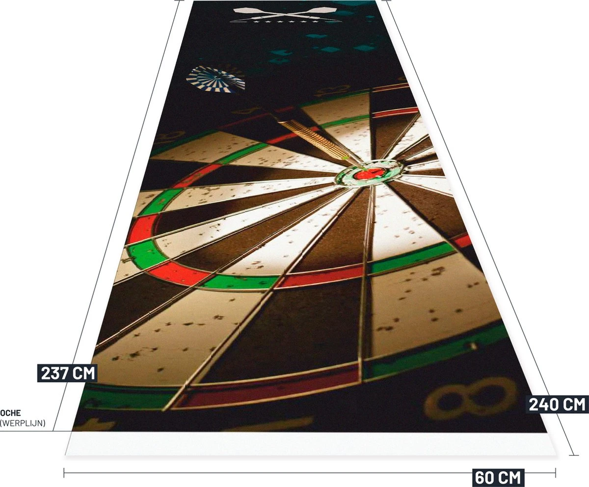 Studio M - Darts Dartmat Price - 60x240cm - Inclusief Oche (werplijn) - Aangeprezen Door Professionele Spelers - Cadeautip 5 Studio M - Darts Dartmat Price - 60x240cm - Inclusief Oche (werplijn) - Aangeprezen Door Professionele Spelers - Cadeautip - Afbeelding 5