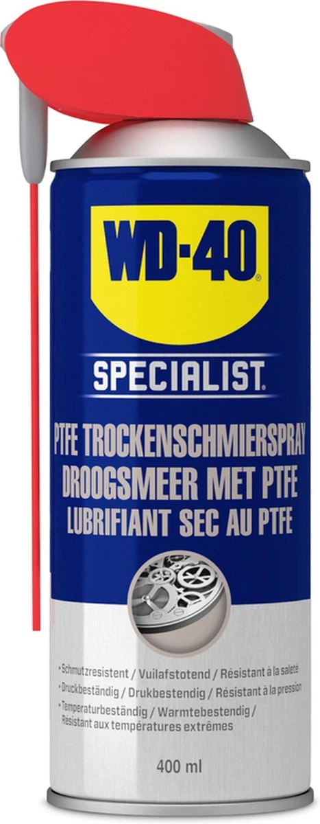 WD-40 Specialist® Droogsmeerspray Met PTFE - 400ml - Teflon Spray - Smeermiddel - Beschermt Effectief Tegen Dagelijkse Slijtage 1 WD-40 Specialist® Droogsmeerspray Met PTFE - 400ml - Teflon Spray - Smeermiddel - Beschermt Effectief Tegen Dagelijkse Slijtage
