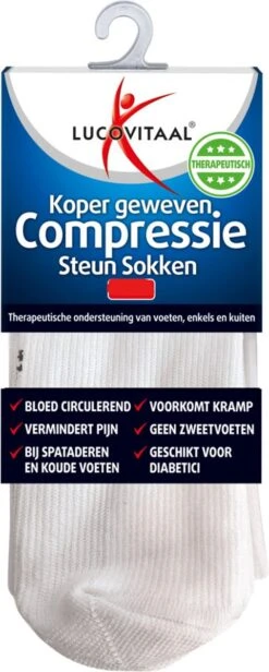 Lucovitaal Compressie Steun Sokken Wit Maat 42-47 1 Paar