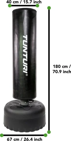 Tunturi Bokszak Staand - Vrijstaande Bokspaal - Makkelijk Verplaatsbaar - 180 Cm Hoog - Met Zand, Grind Of Water Vulbare Voet - Zwart - Incl. Gratis Fitness App -Merkloos Verkoop 604x1200 4