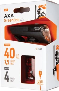 AXA Greenline 40 Lux - LED Fietslampjes Voor En Achter - Fietsverlichting USB Oplaadbaar -Merkloos Verkoop 781x1200