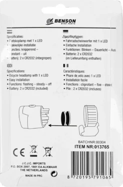 Benson Fietskoplamp LED - Compact - Sport - Waterdicht - Wit -Merkloos Verkoop 791x1200